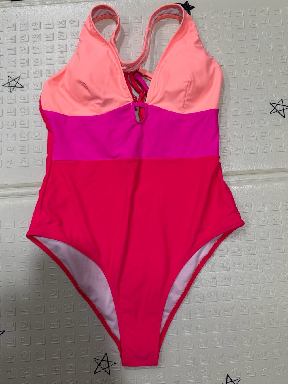 Colorblock One-Piece Swimsuit - Pink & Coral